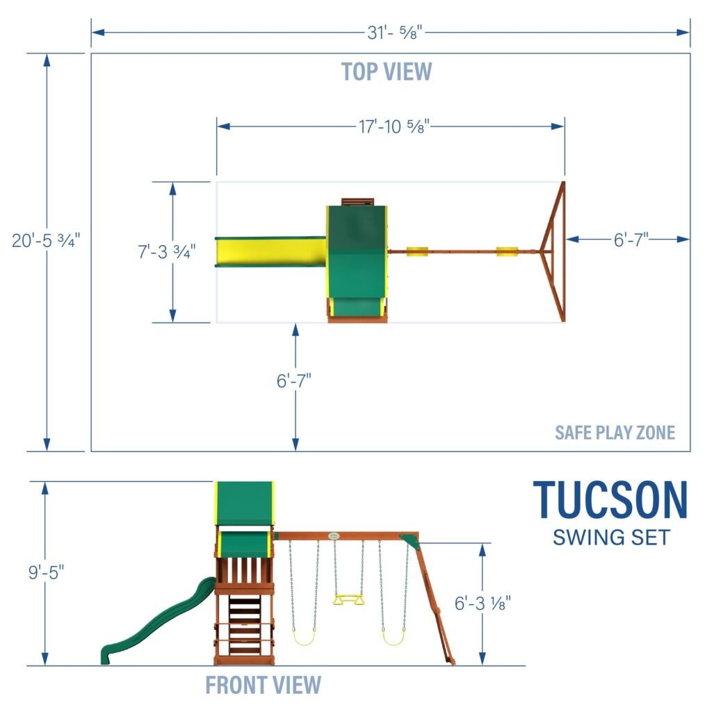 Backyard Discovery Tucson playset dimensions diagram