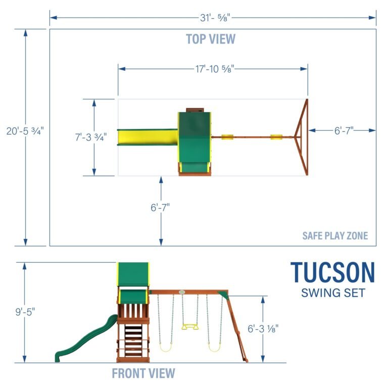 Backyard Discovery Tucson playset dimensions diagram