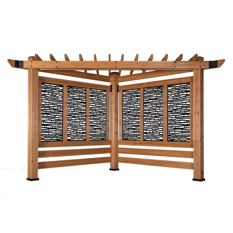 Backyard Discovery Verona bamboo-panel corner pergola close-up