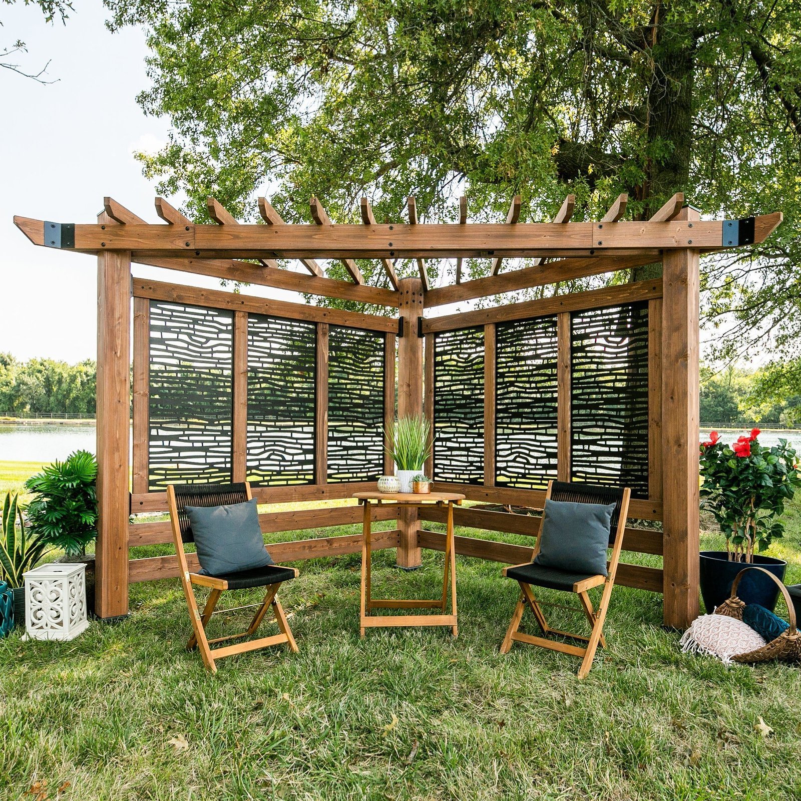 VeronaMainBamboo.jpg Backyard Discovery Verona bamboo-panel corner pergola
