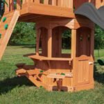 Backyard Discovery Woodland playset gray slide bench area