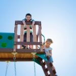 Backyard Discovery Woodridge Elite gray playset feature view