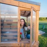 Willow 9 ft. x 6 ft. Wood Backyard Greenhouse Kit rear view