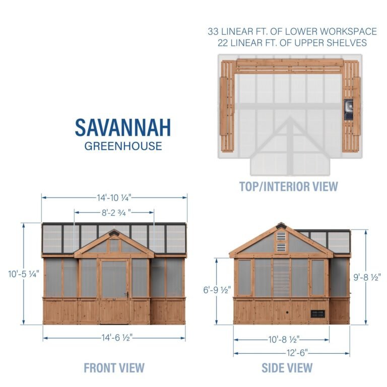 Savannah 14.5 ft. x 12 ft. Wood Backyard Greenhouse Kit product detail view 2