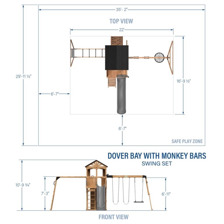 Dover Bay Wooden Backyard Playset & Swing Set with Monkey Bars product detail view 2