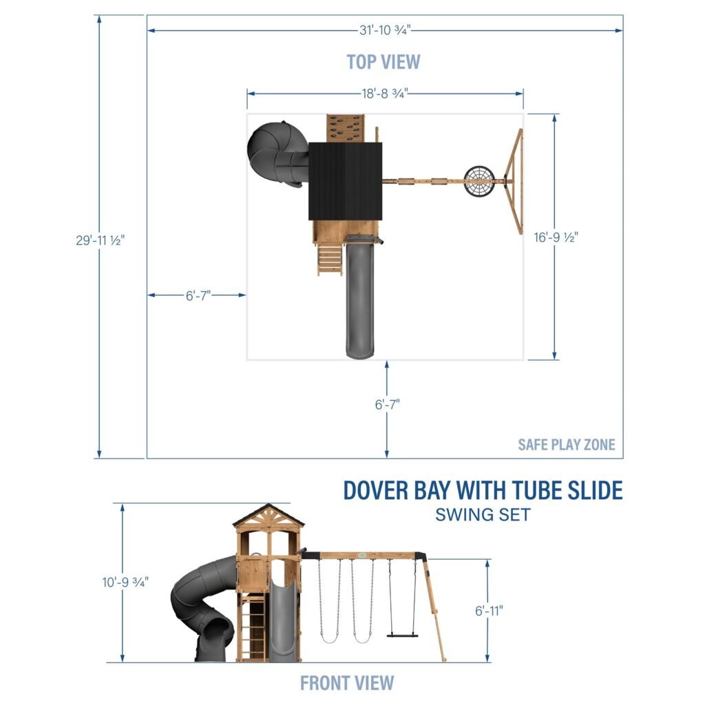 Dover Bay Wooden Backyard Playset & Swing Set with Tube Slide product detail view 2