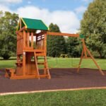 Backyard Discovery Oakmont wooden playset rear view
