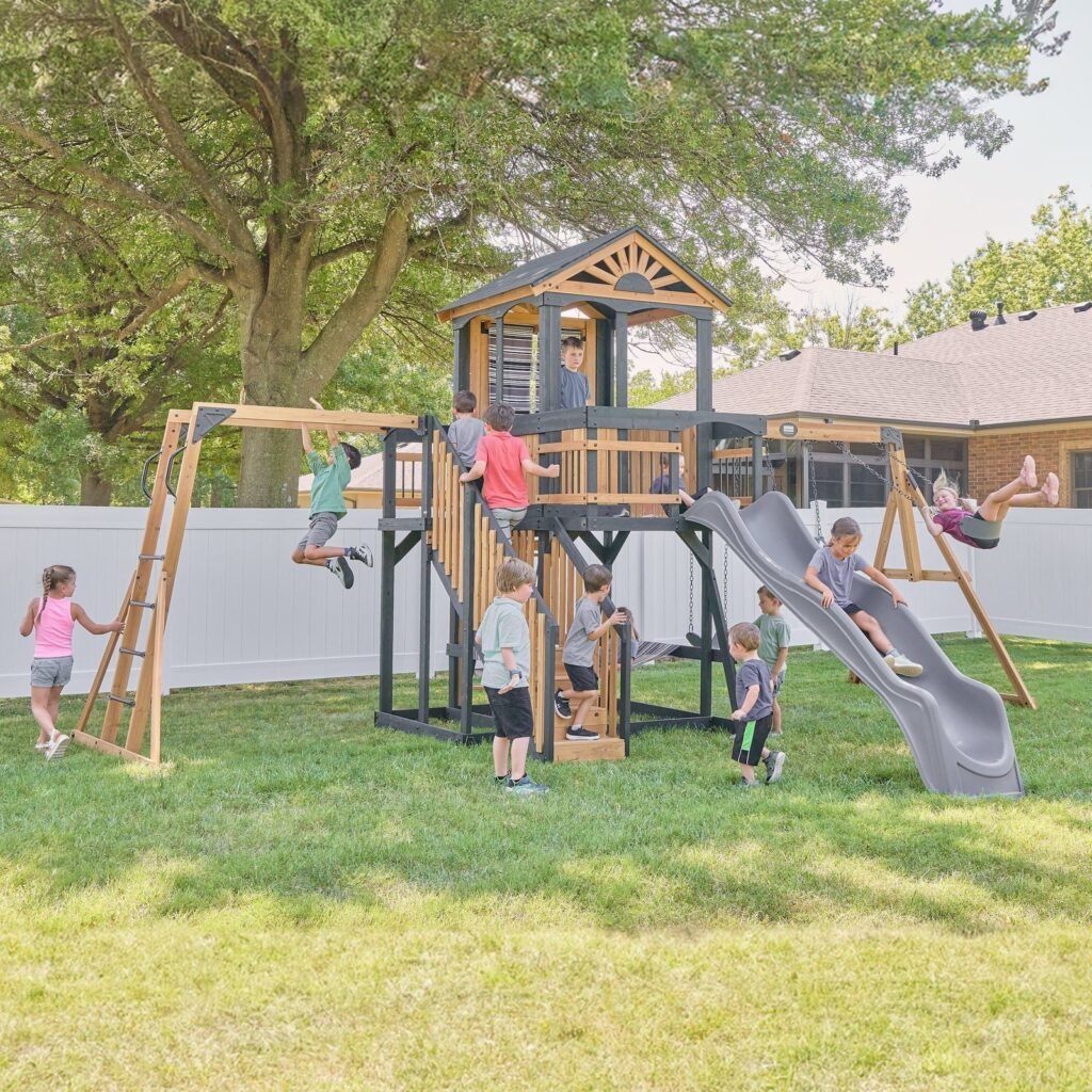 Backyard Discovery Oceanview II wooden backyard playset and swing set
