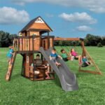 Backyard Discovery Canyon Creek wooden backyard playset and swing set