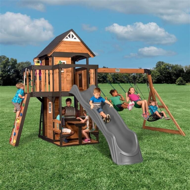Backyard Discovery Canyon Creek wooden backyard playset and swing set